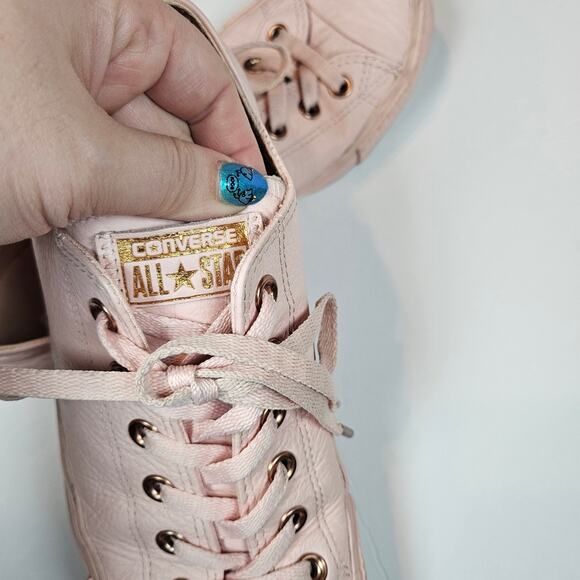 Converse All Star Pink Leather Lace Up Sneaker Men's 7 Women's 9 Pastel Goth - Picture 7 of 11